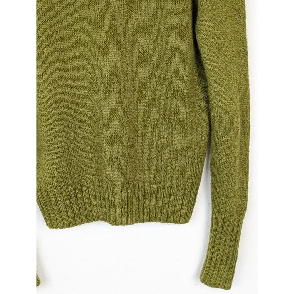 J Crew Factory Sweater Shawl Mohair Wool Fuzzy Fall Winter Preppy Green Size XL